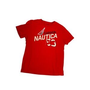 Nautica Canada Sailing‎ Men's T-Shirt Red Graphic Crewneck Short Sleeve Large
